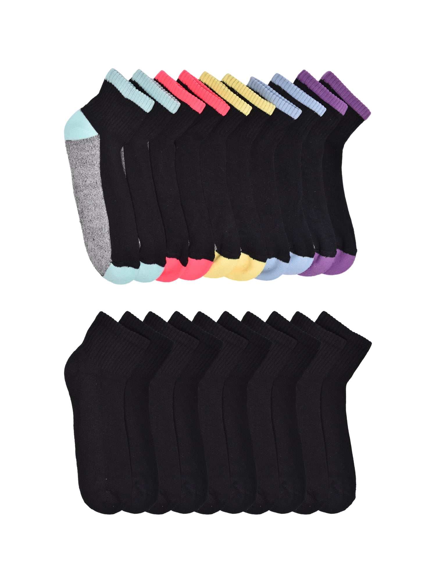 Wonder Nation Girls Cushioned Ankle Socks, 10-Pack