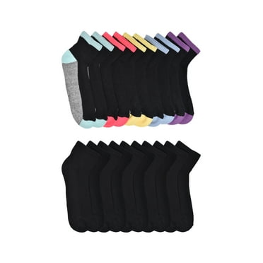Wonder Nation Girls Cushioned Ankle Socks, 10-Pack