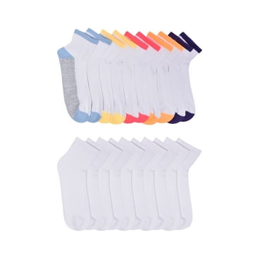 Wonder Nation Girls Cushioned Ankle Socks, 10-Pack