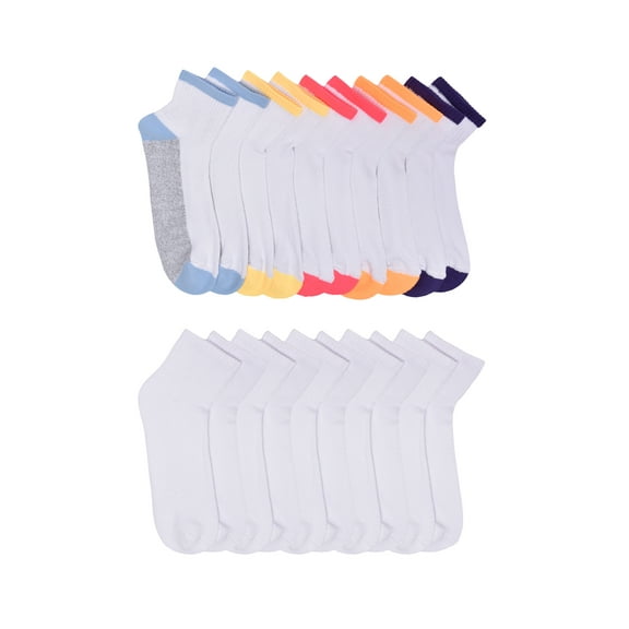 Wonder Nation Girls Cushioned Ankle Socks, 10-Pack