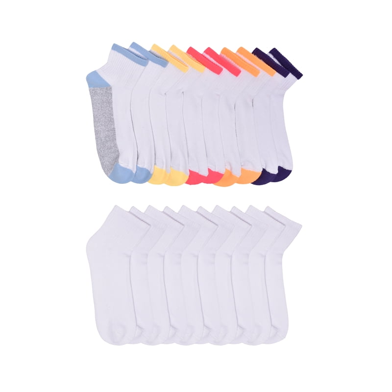 Wonder Nation Girls Cushioned Ankle Socks, 10-Pack