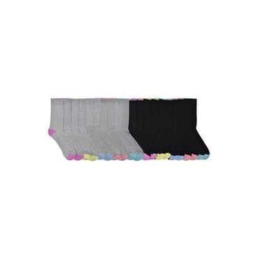 Wonder Nation Girls Cushioned Crew Socks, 10-Pack, Sizes S (6-10.5) - L (4-10)