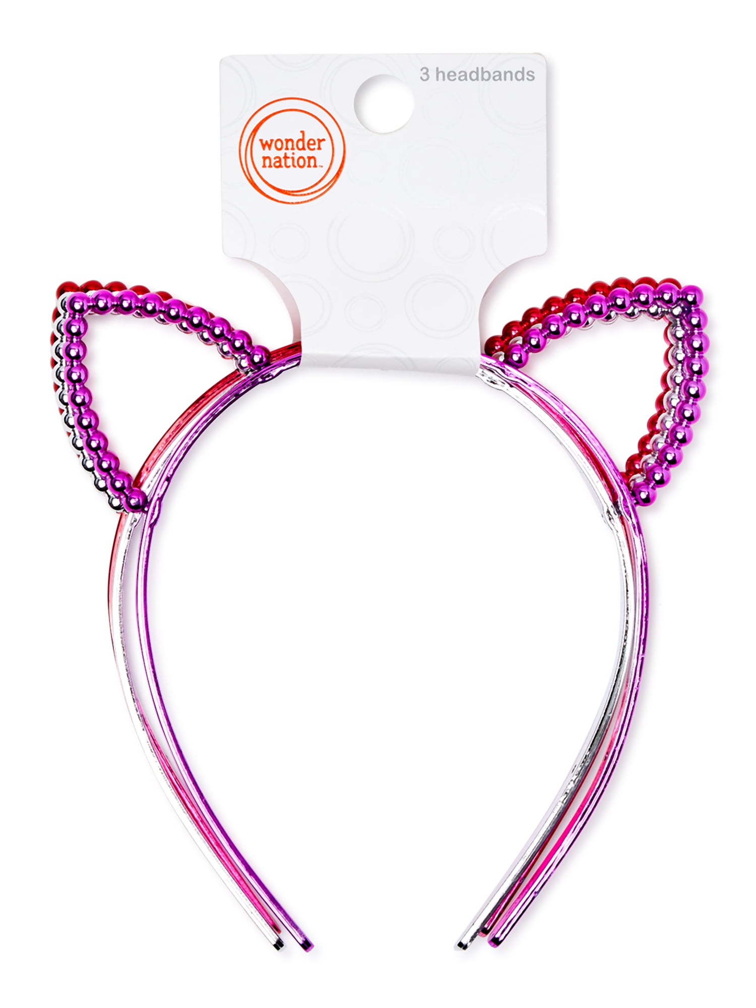 Wonder Nation Girls Cut-Out Beaded Ears Headband, 3-Pack - Walmart.com