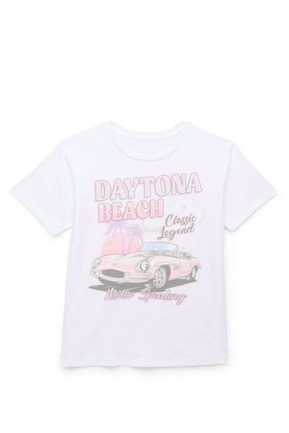 Girls Daytona Beach Graphic Tee with Short Sleeves, Sizes 4-18