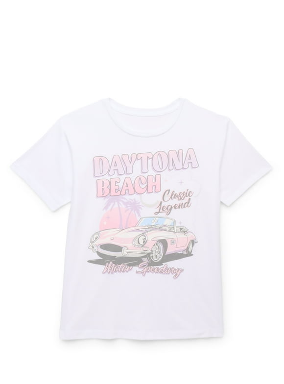 Girls Daytona Beach Graphic Tee with Short Sleeves, Sizes 4-18