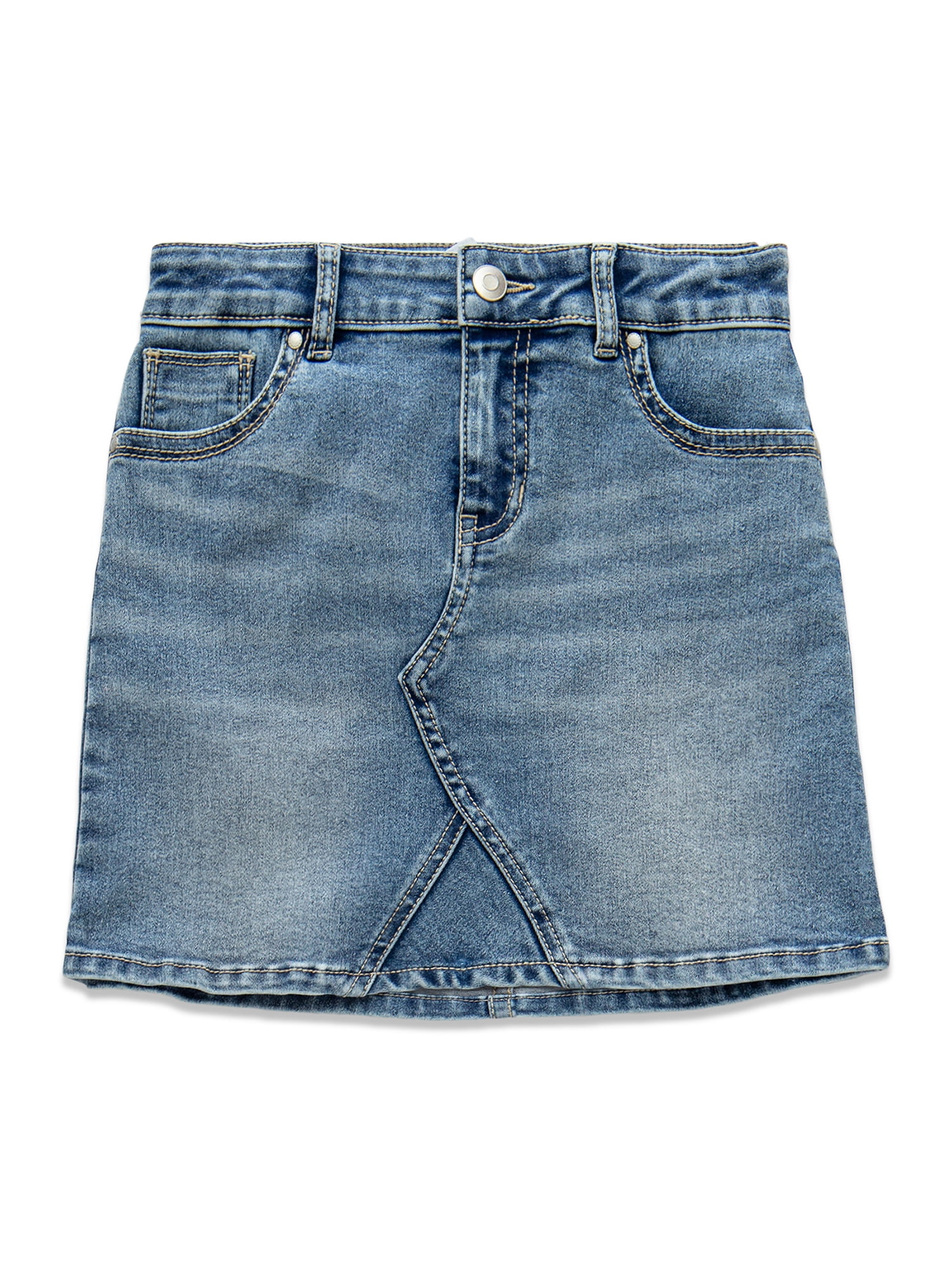 【WONDER WONDER】Doubly Raw Denim Pleated Mini Skirt Wonder Nation Girls Classic Denim Jean Skirt, Sizes 4-18