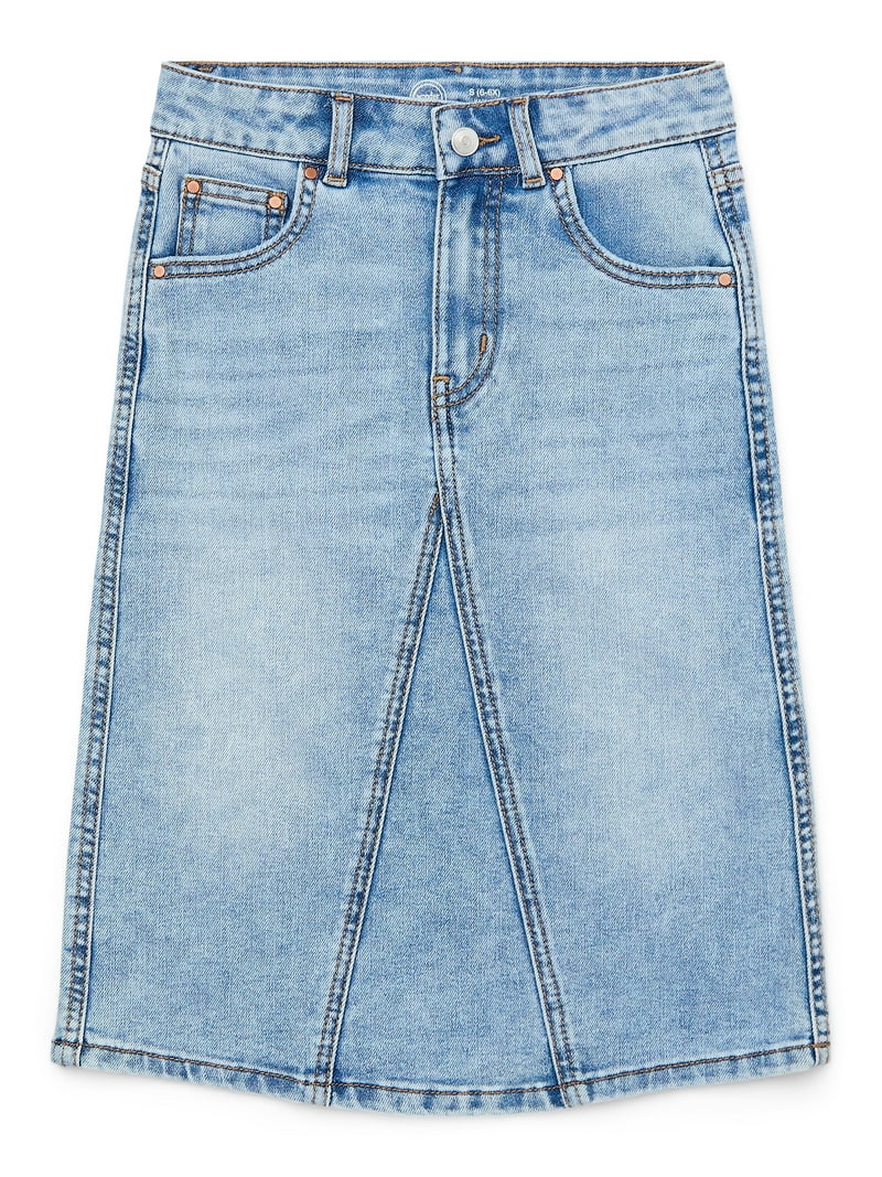 【INCHANT ME】105 Denim Midi Skirt Wonder Nation Girls Denim Midi Skirt, Sizes 4-18 & Plus