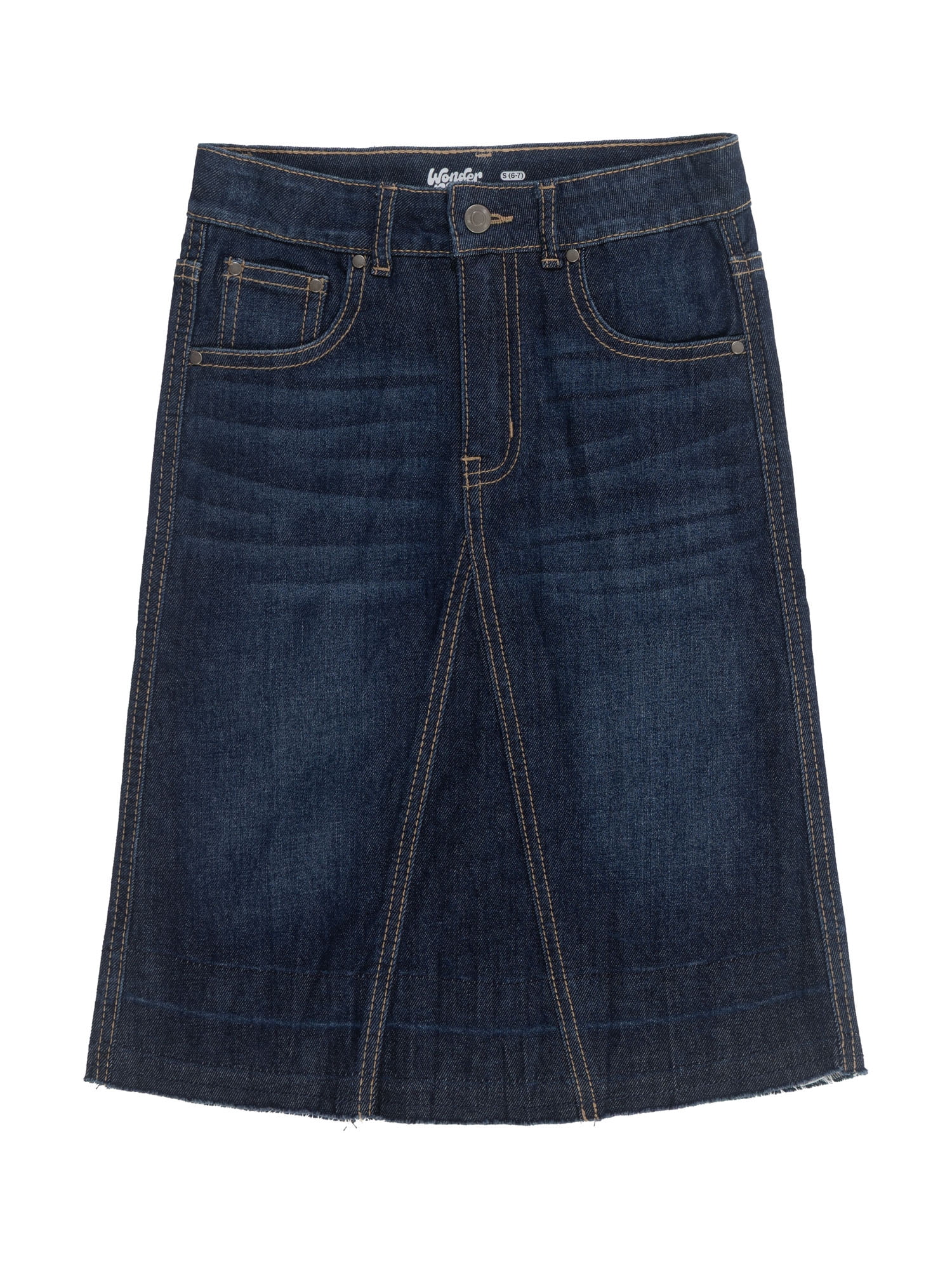 Wonder Nation Girls Denim Midi Skirt, Sizes 4-18
