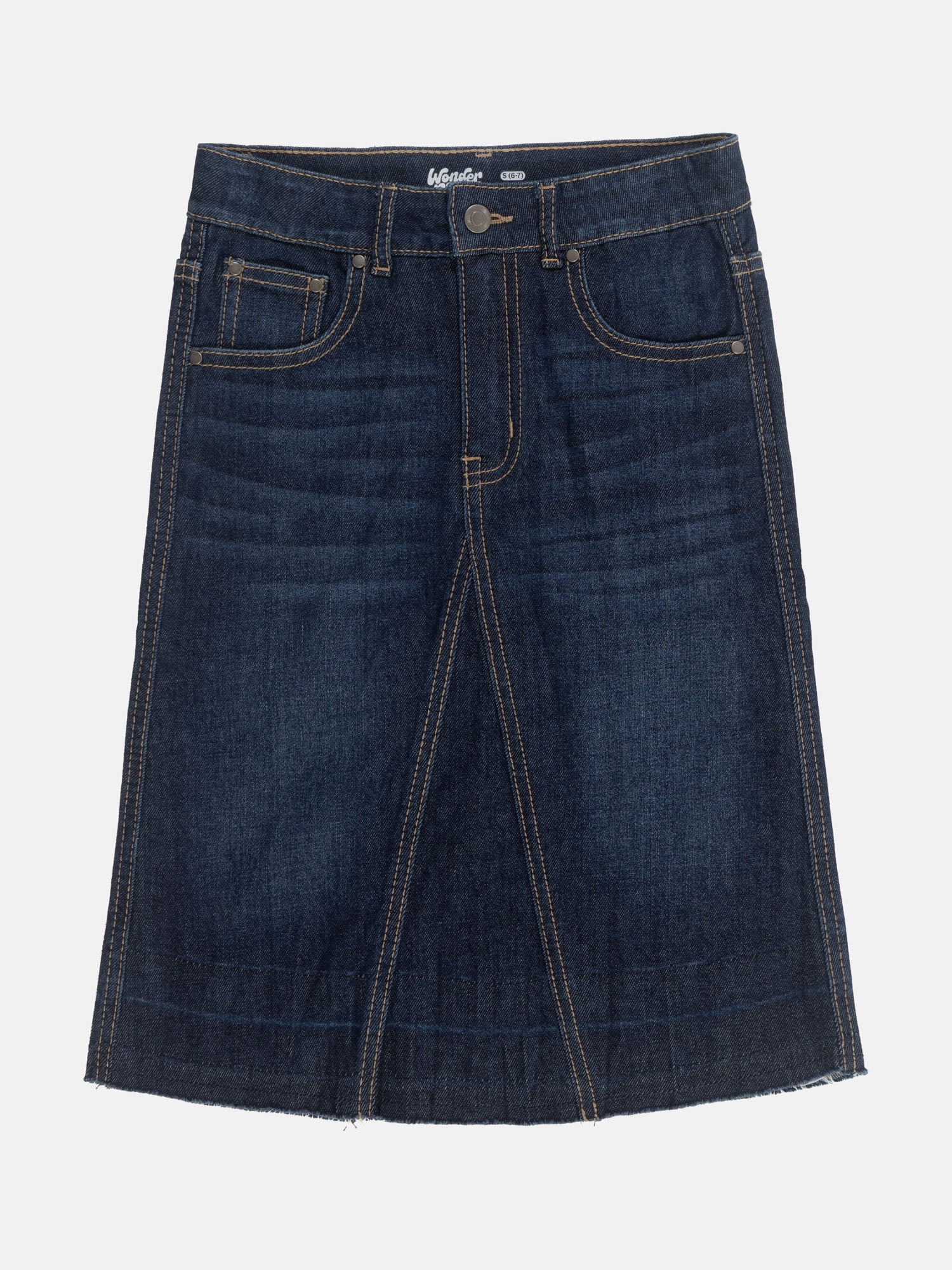 Wonder Nation Girls Denim Midi Skirt, Sizes 4-18