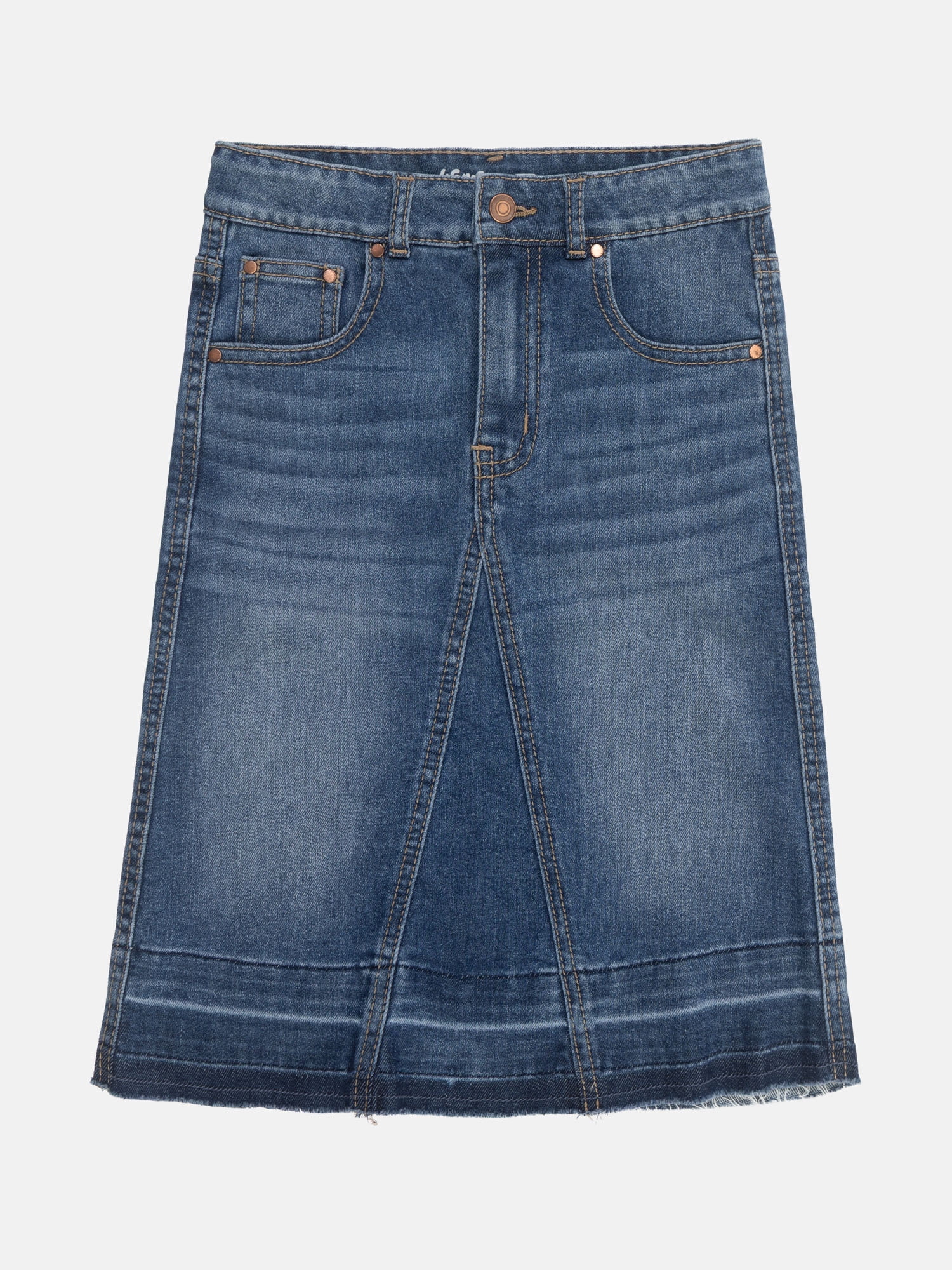 Wonder Nation Girls Denim Midi Skirt, Sizes 4-18