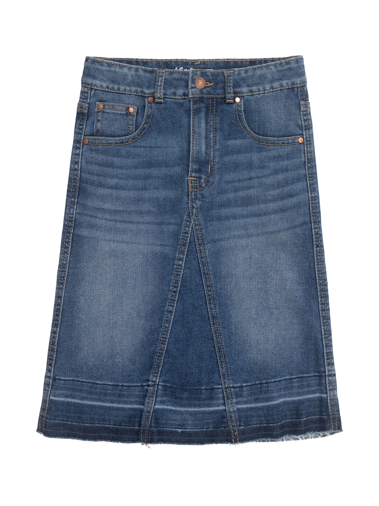 Wonder Nation Girls Denim Midi Skirt, Sizes 4-18