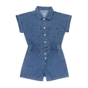 Wonder Nation Girls Denim Romper, Sizes 4-18