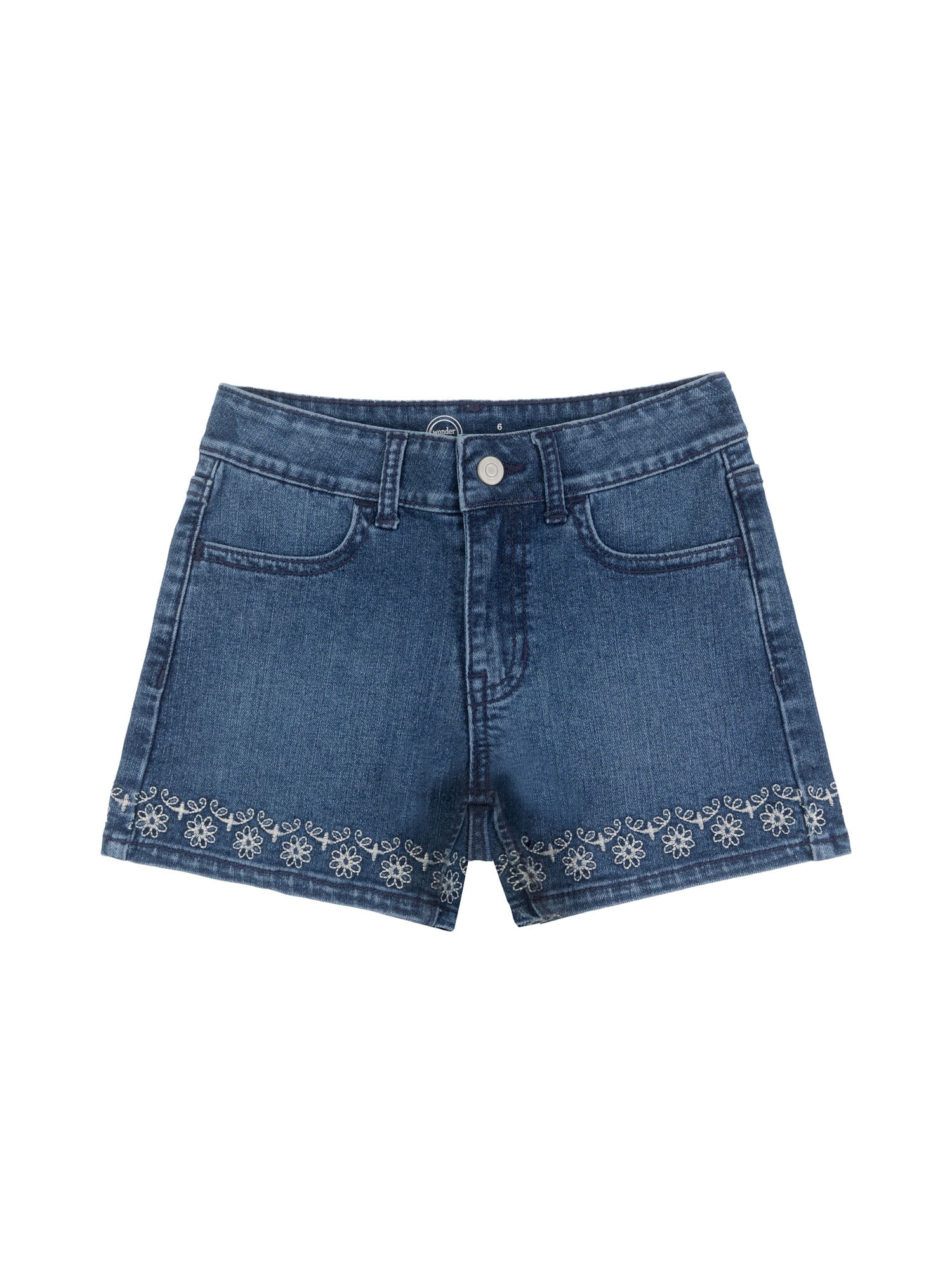Wonder Nation Girls Eyelet Hem Denim Shorts, Size 5-18