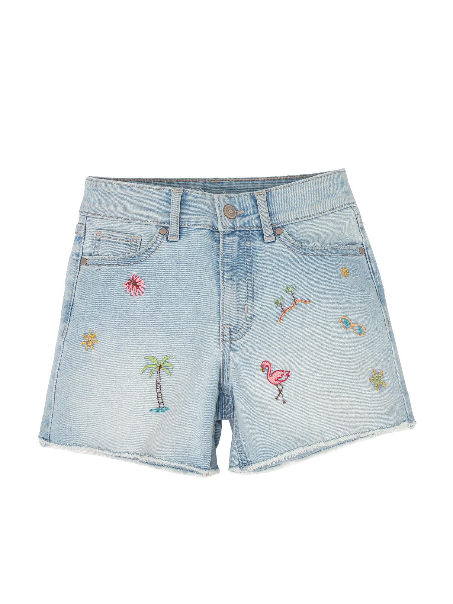 Girls Embroidered Denim Shorts, Size 5-18