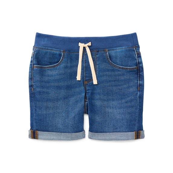 Wonder Nation Girls Denim Shorts with Knit Waistband, Sizes 4-18 & Plus
