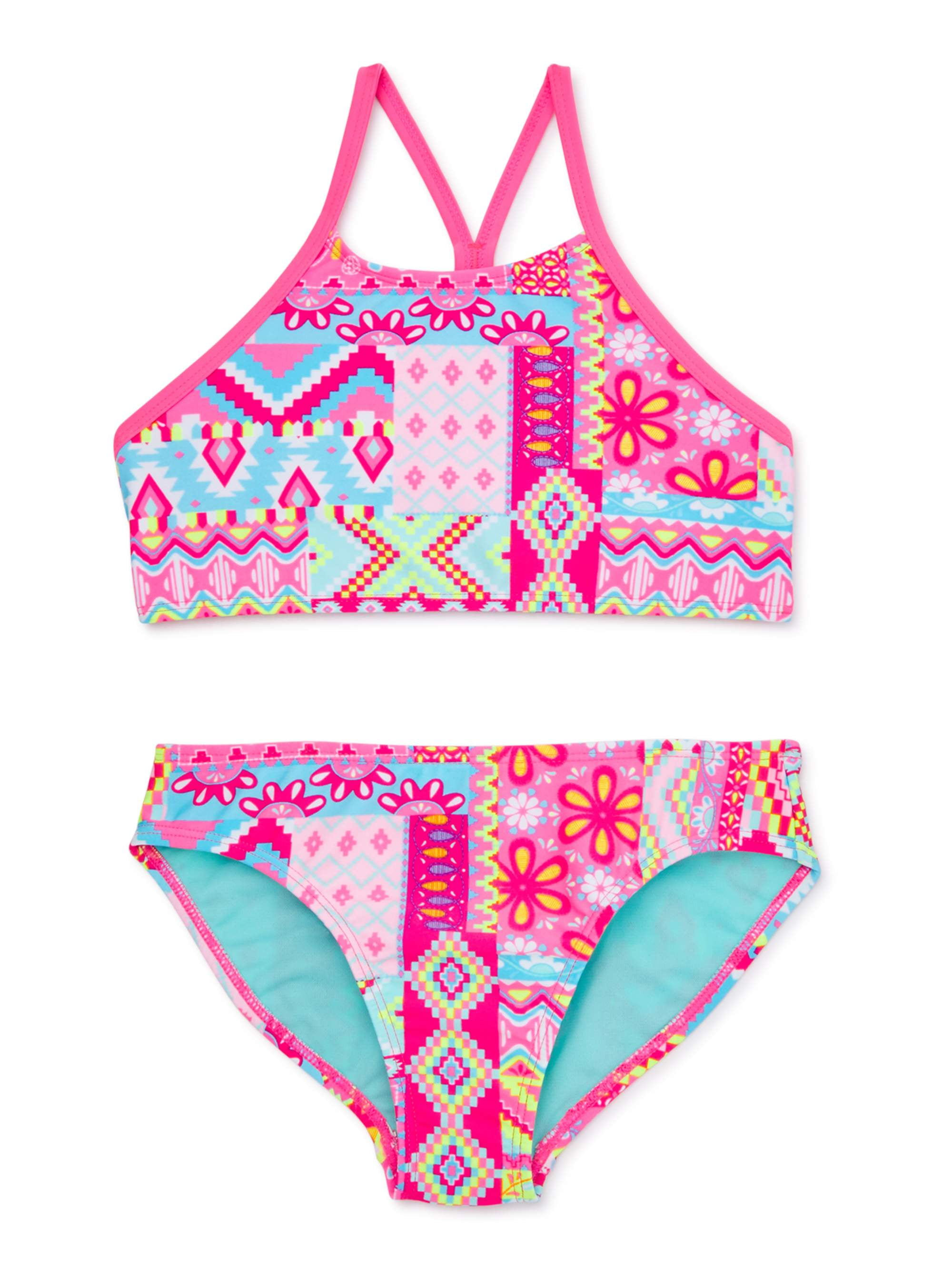 Wonder Nation Girls Desert Party Bikini Swimsuit with UPF 50+, Sizes 4 ...