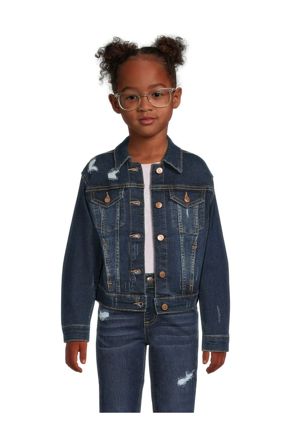 Girls Destructed Denim Jacket, Sizes 4-18 & Plus