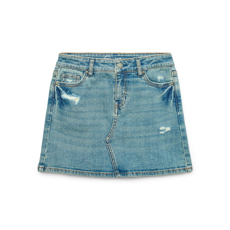 Destructed blue jean skirt hotsell