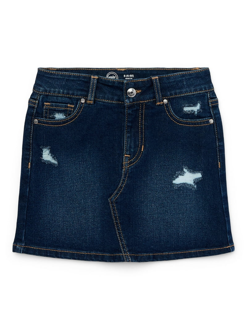 Wonder Nation Girls Destructed Denim Skirt Sizes 4-18