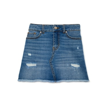 Wonder Nation Girls Destructed Denim Skirt, Sizes 4-18 & Plus
