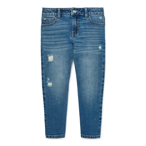 Wonder Nation Girls Destructed Mini Mom Jeans, Sizes 5-18