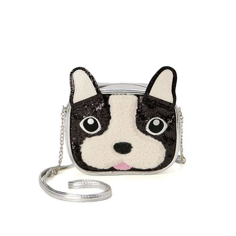 Wonder Nation Girls Dog Icon Purse with Tip Zipper Closure and Crossbody Strap Girl s Size One size Black