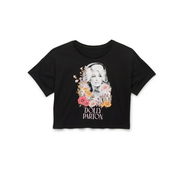 Wonder Nation Dolly Parton Floral Girls Graphic Crewneck Short Sleeve T-Shirt, Sizes 4-18