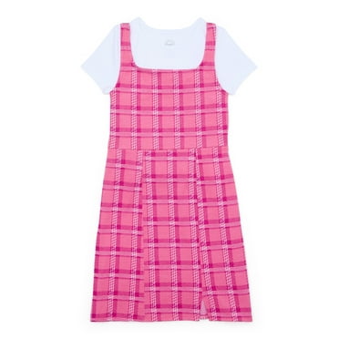 Wonder Nation Girls Double Knit Short Sleeve Tee and Dress Set, 2-Piece, Sizes 4-18