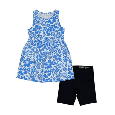 Wonder Nation Girls Tank Play Dress and Biker Shorts Set, 2-Piece, Sizes 4-18 & Plus