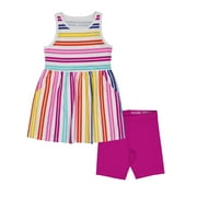 WONDER NATION Girls Tank Play Dress and Biker Shorts Set, 2-Piece, Sizes 4-18 & Plus