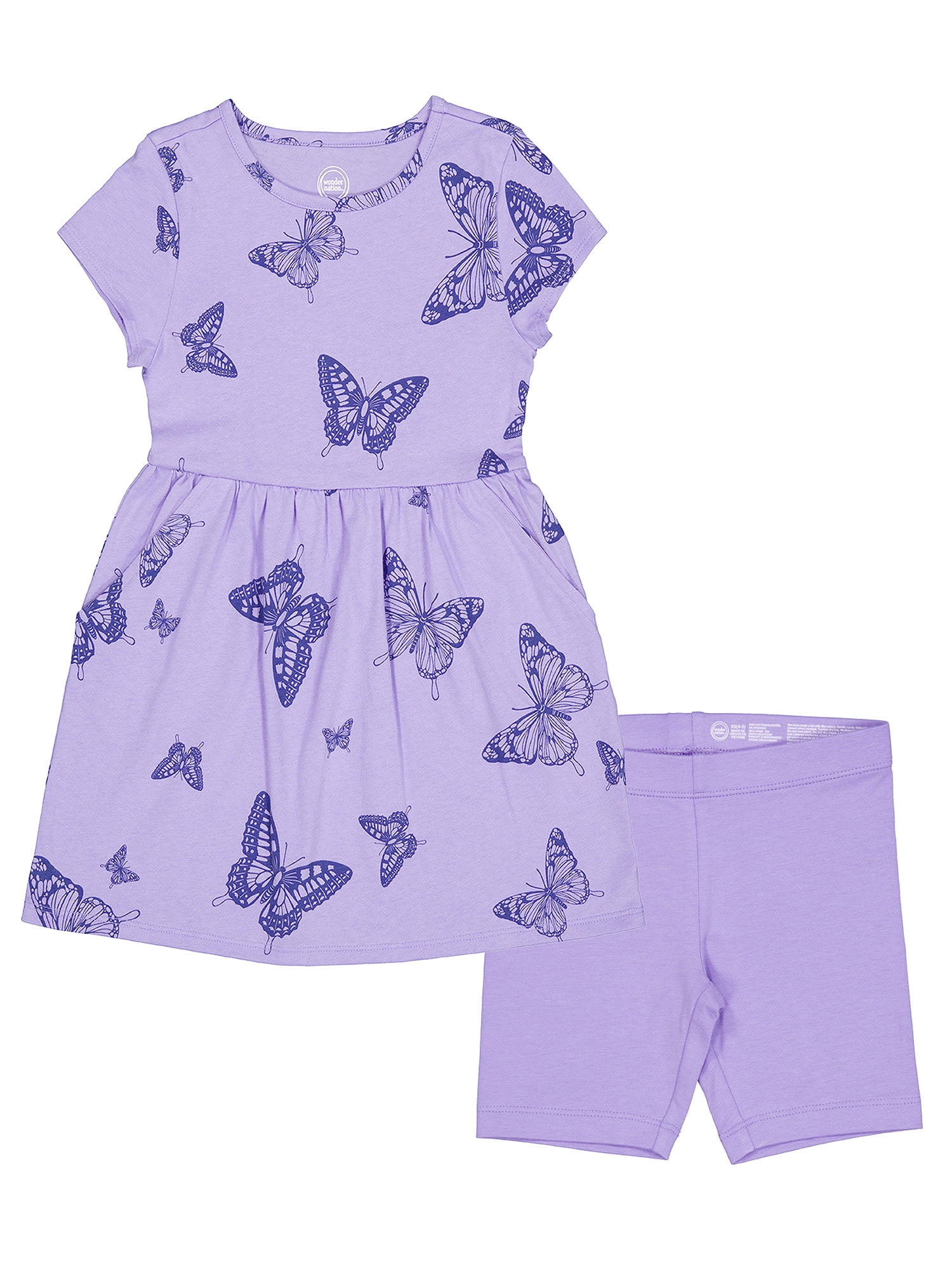 Wonder Nation Girls Play Dress and Biker Shorts Set, 2-Piece, Sizes 4-18 & Plus