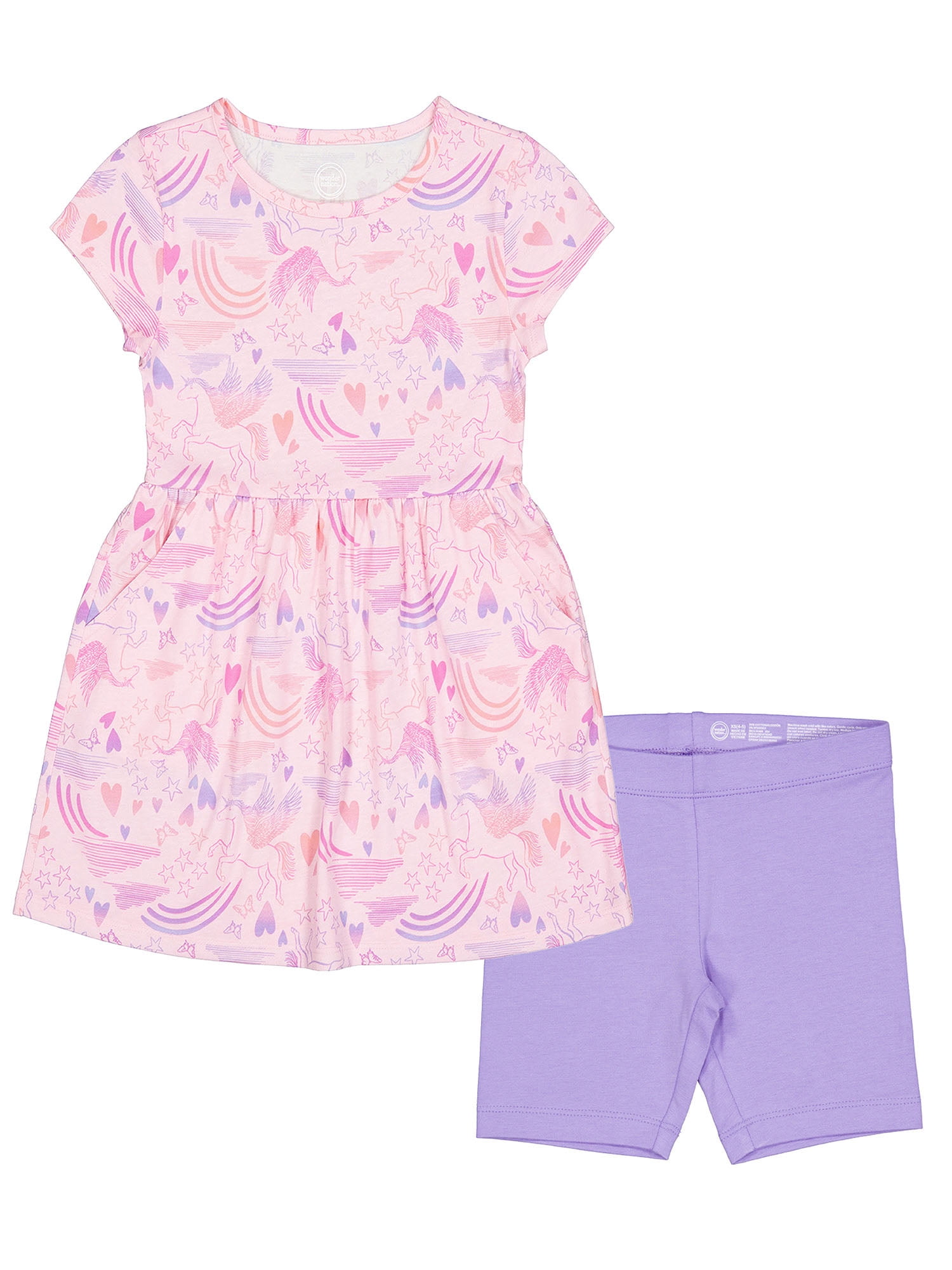 Walmart sales :  Wonder Nation Girls Play Dress and Biker Shorts Set, 2-Piece, Sizes 4-18 & Plus
