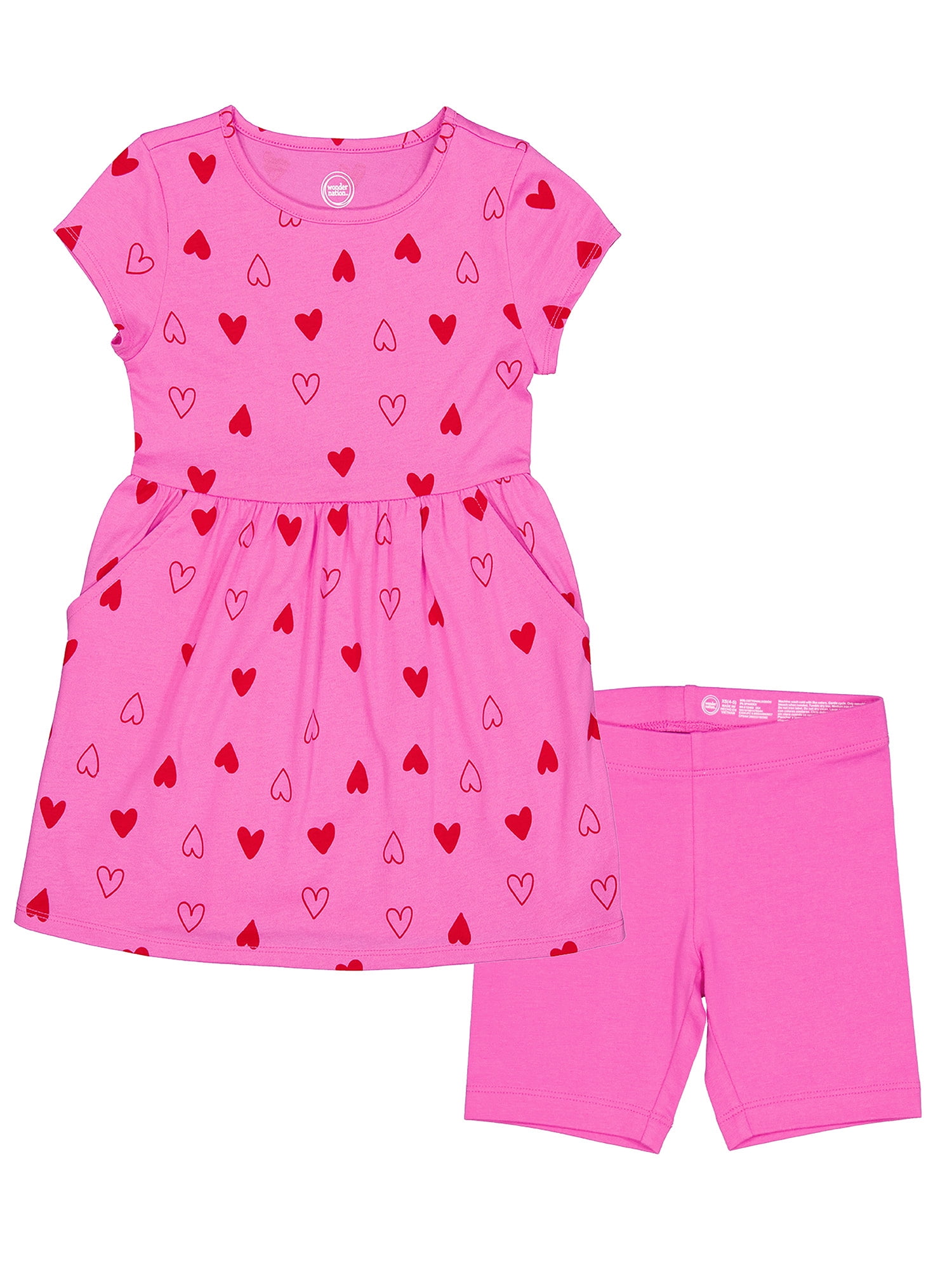 Wonder Nation Girls Play Dress and Biker Shorts Set, 2-Piece, Sizes 4-18 & Plus