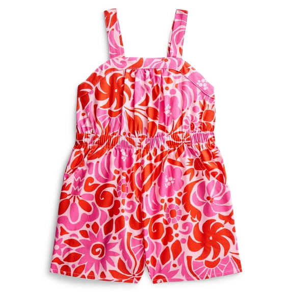 Wonder Nation Girls Printed Romper, Sizes 4-18