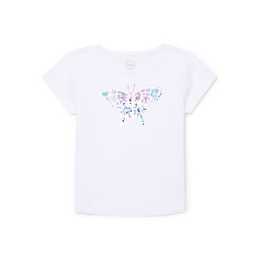 Wonder Nation Girls’ Embellished Graphic Tee with Short Sleeves, Sizes 4-18 & Plus