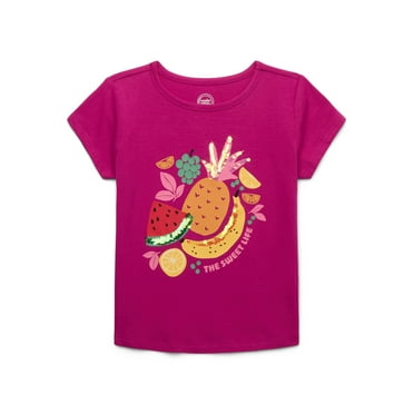Wonder Nation Girls’ Embellished Graphic Tee with Short Sleeves, Sizes 4-18 & Plus