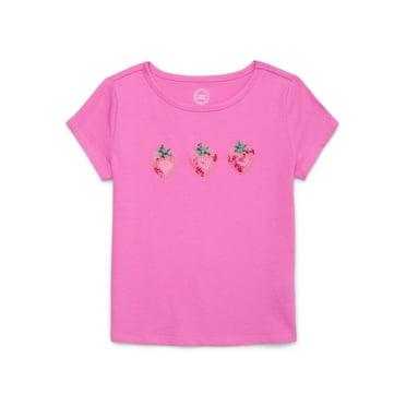 Wonder Nation Girls’ Embellished Graphic Tee with Short Sleeves, Sizes 4-18 & Plus