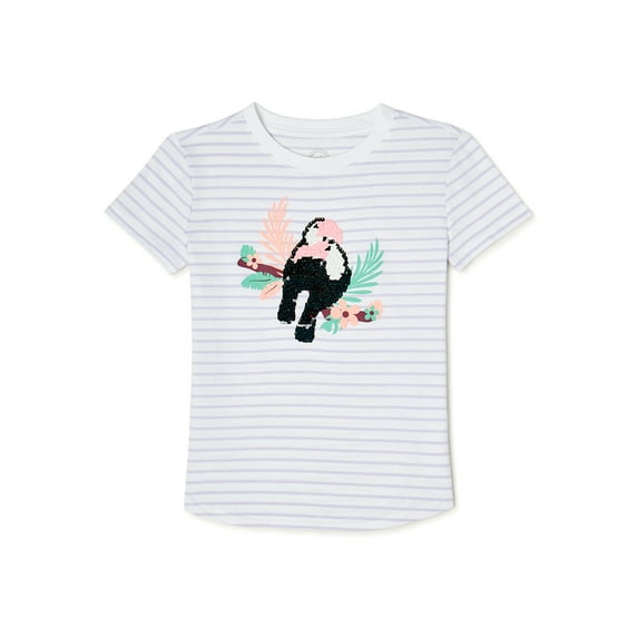 Wonder Nation Girls Embellished Short Sleeve T-Shirt, Sizes 4-18 & Plus