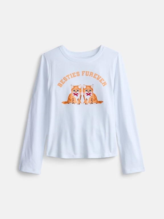 Girls Embellished Tee with Long Sleeves, Sizes 4-18 & Plus