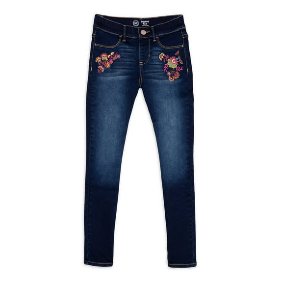 Wonder Nation Girls Embroidered Pull-on Jeggings, Sizes 4-18 & Plus
