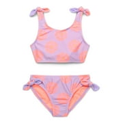 Wonder Nation Girls Everyday Bikini Swimsuit Set with UPF 50+, 2-Piece, Size 4-18