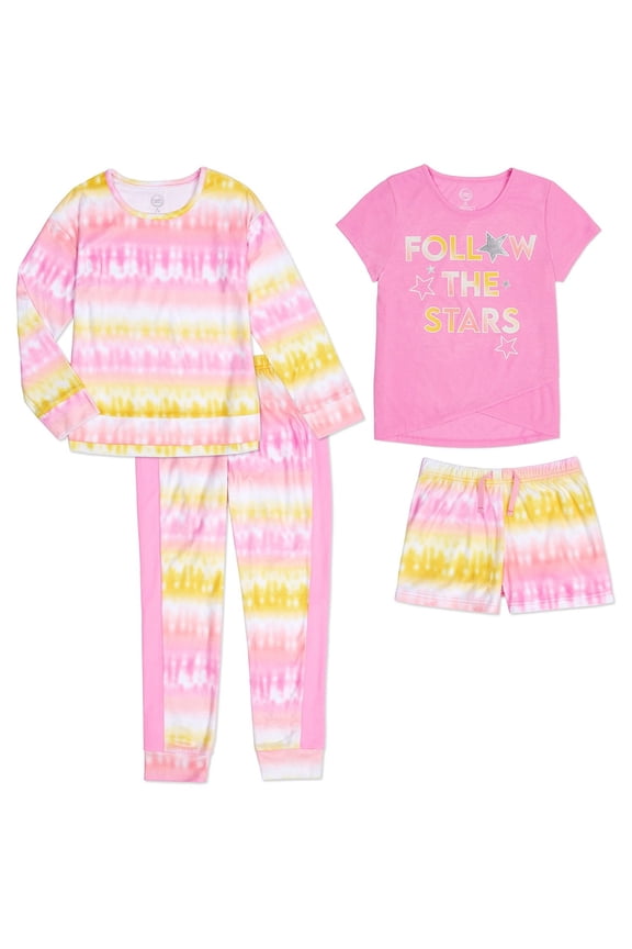 Girls Exclusive Tie Dye Mix & Match 4-Piece Pajama Set, Sizes 4-18 & Plus