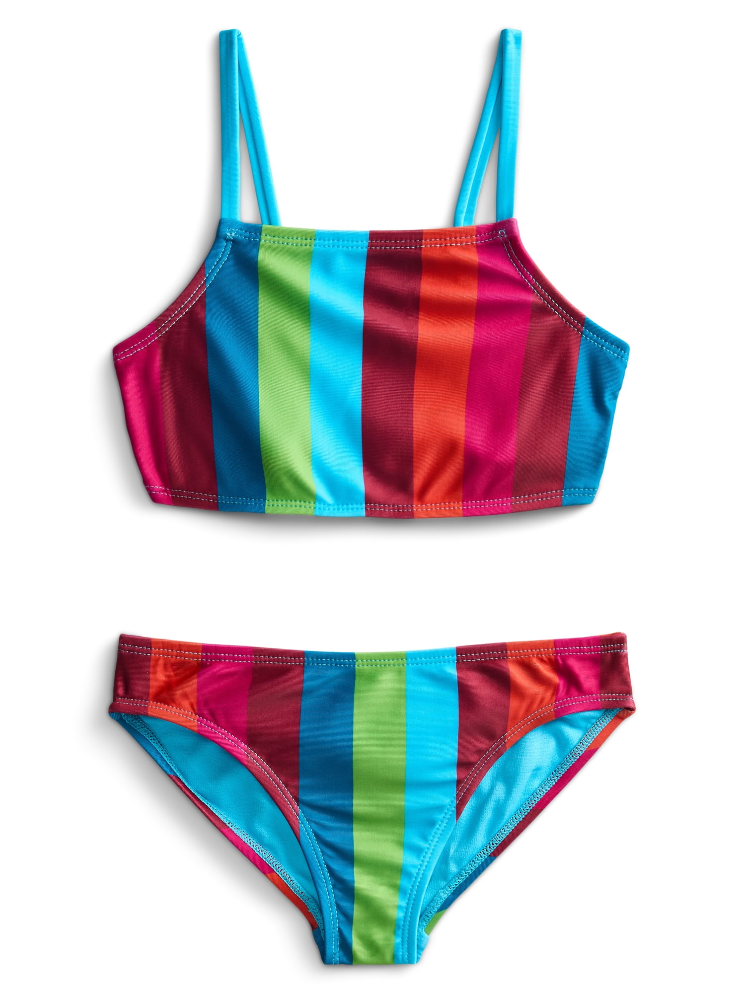 Wonder Nation Girls Family Stripe Bikini Swimsuit Set, 2-Piece, Sizes 4-16