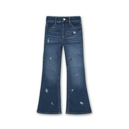 【WONDER WONDER】Dalph Star Cubic Black Blue Wide DenimPants Wonder Nation Girl's Straight Leg Jeans, Sizes 4-18 & Plus