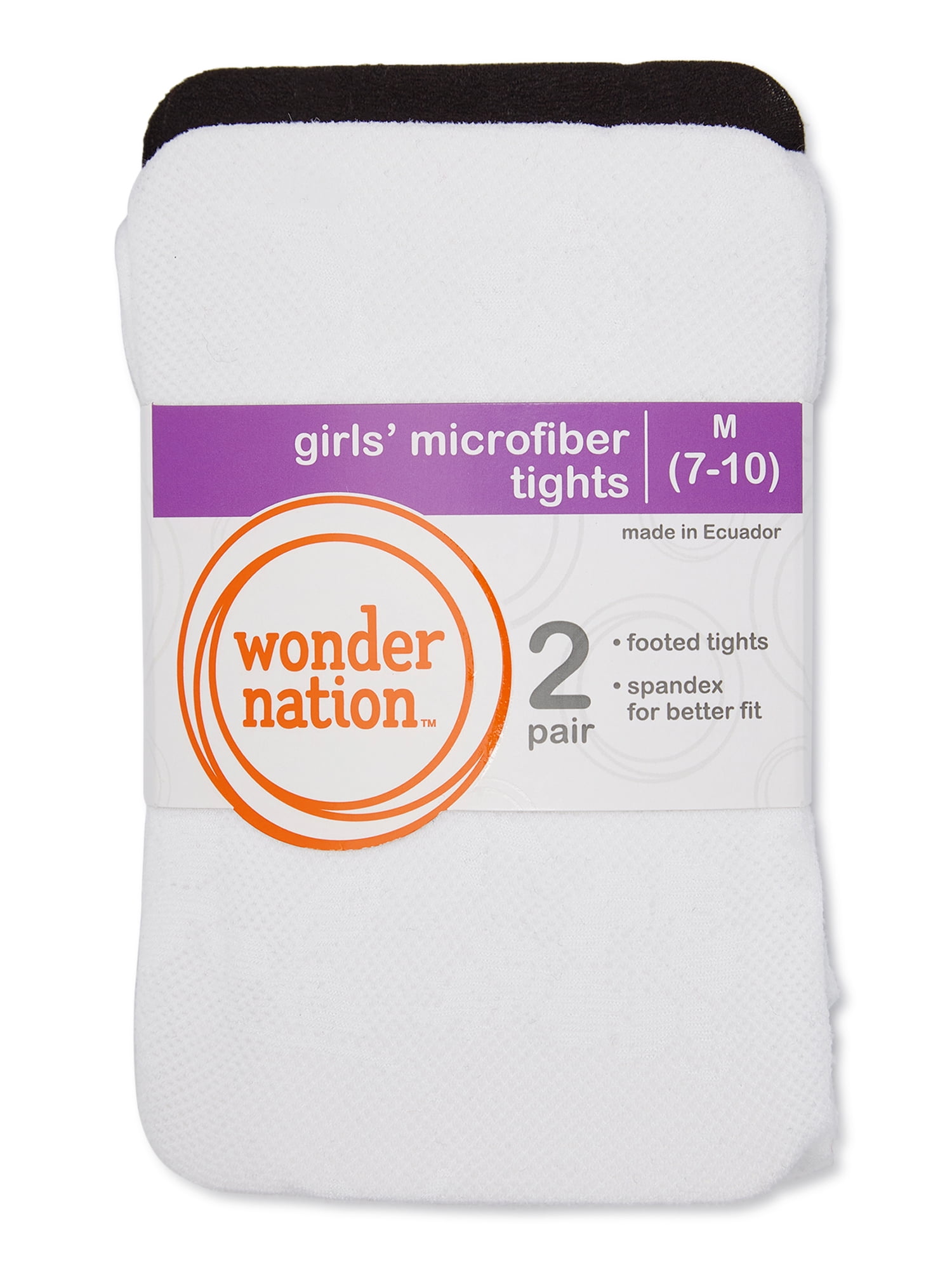 Wonder Nation Girls Fashion Rose & Opaque Tights, 2 Pack, Sizes 4-16