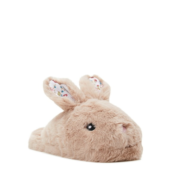 Wonder Nation Little & Big Girls Faux Fur Bunny Scuff Slippers