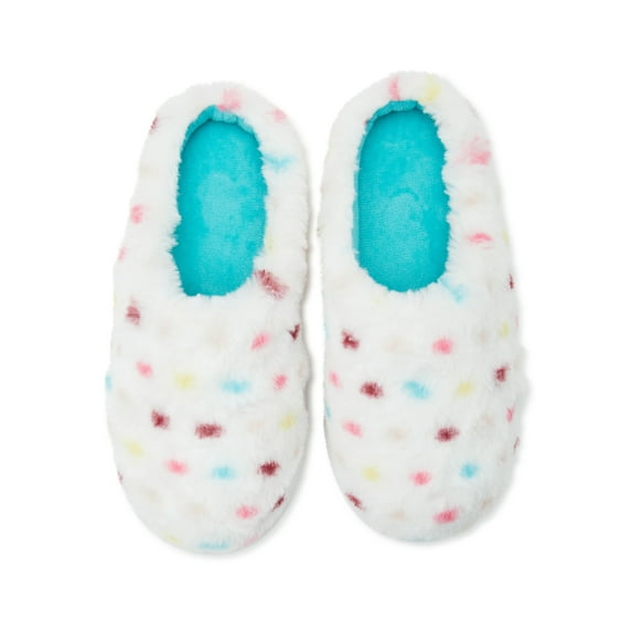 Wonder Nation Girls Faux Fur Scuff Slippers, Sizes 13/1-6