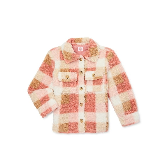 Wonder Nation Girls Faux Shearling Shacket, Sizes 4-18