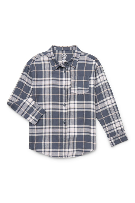 Girls Flannel Shirt with Long Sleeves, Sizes 4/5-18 & Plus