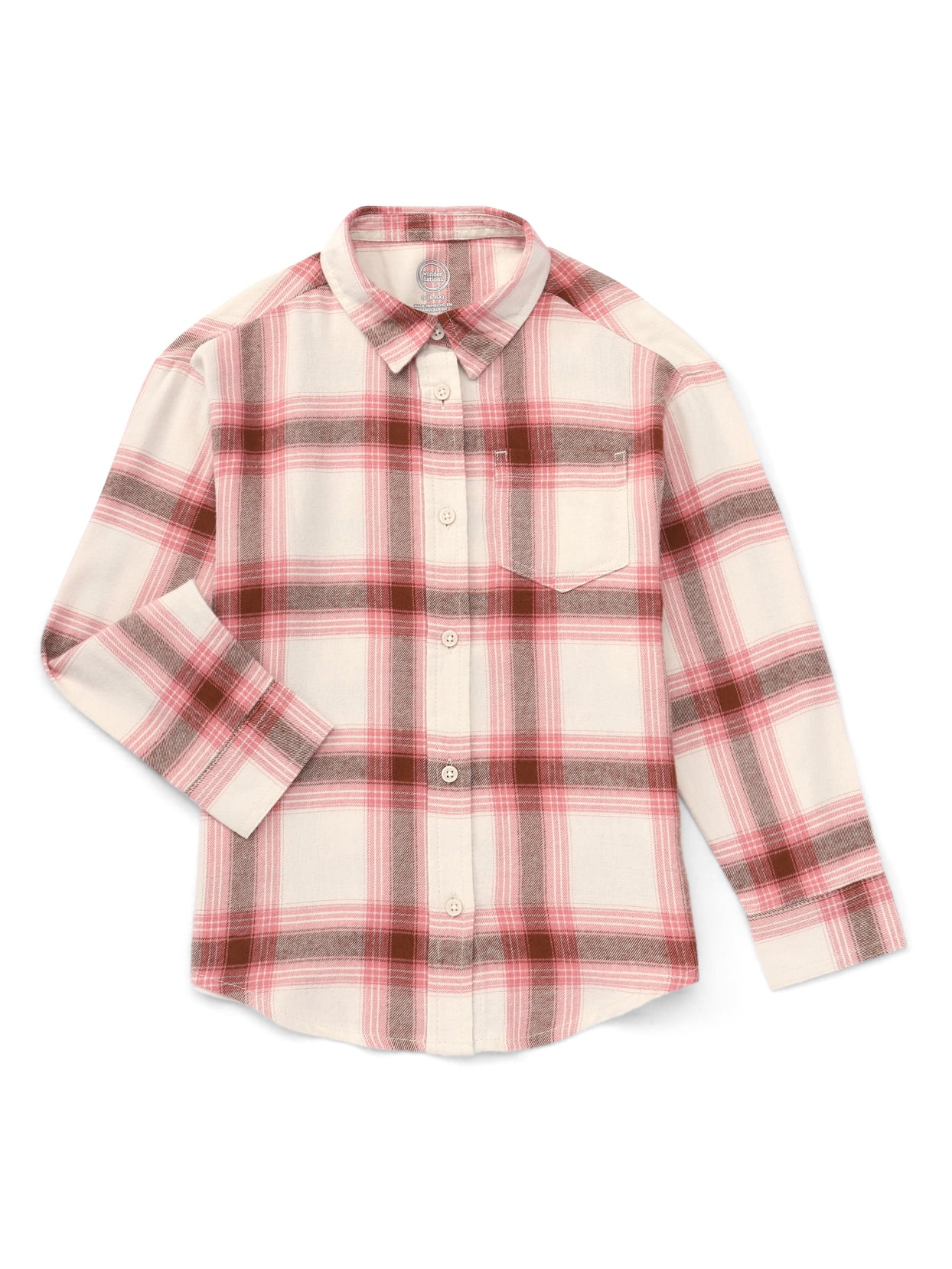 Wonder Nation Girls Long Sleeve Flannel Shirt Sizes 4-18 Plus - Main Image